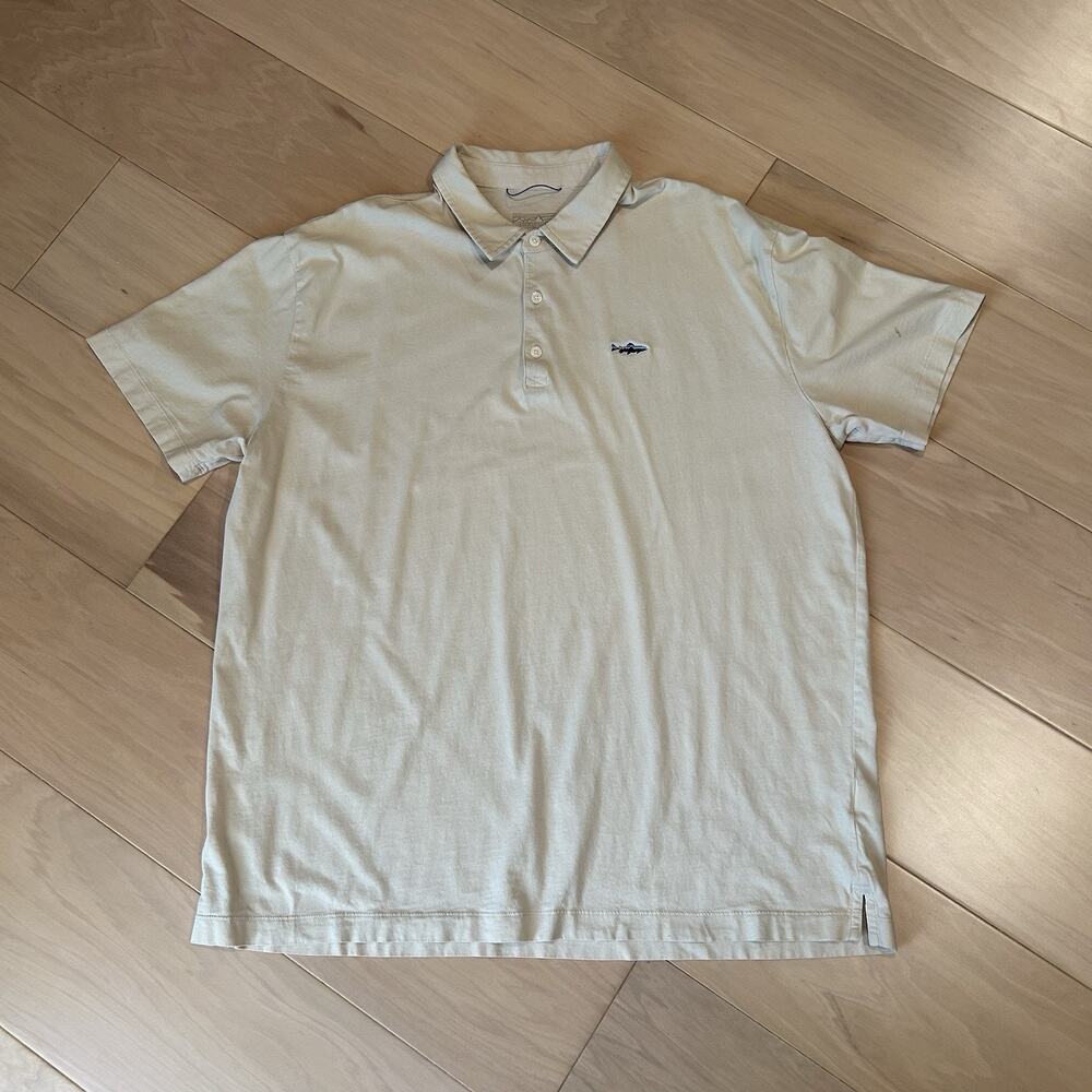 Patagonia Fitz Roy Polo Cream Shirt Short Sleeve *Stain Men's XL